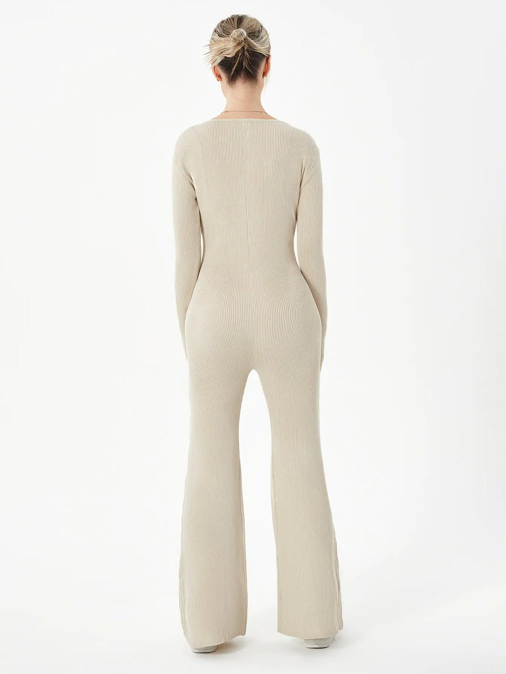 Avie zippered Round Neck Flared body suit