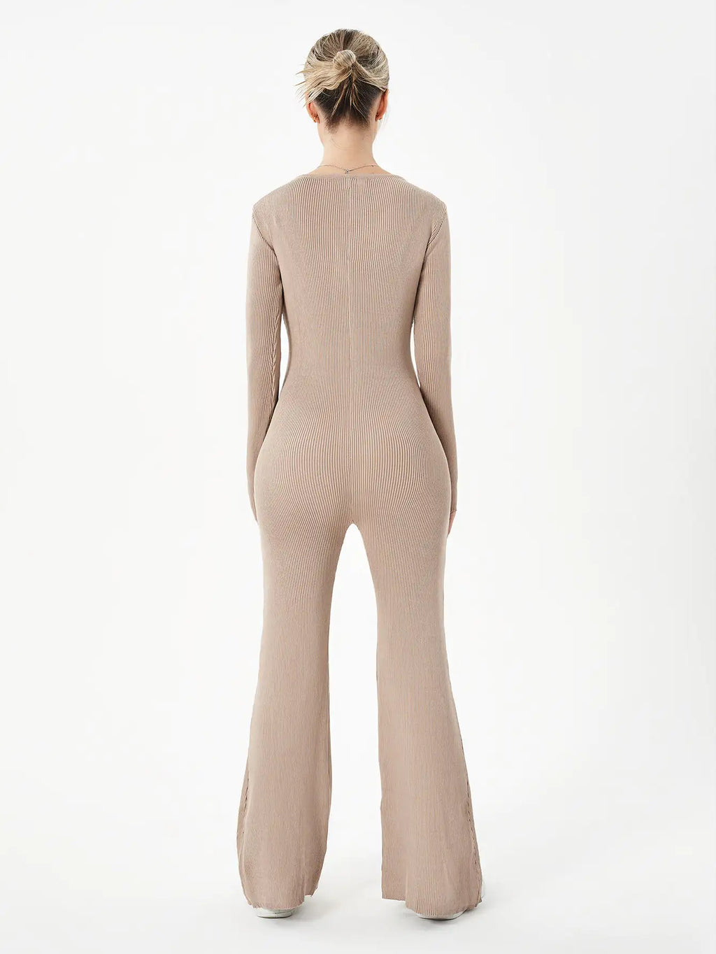Avie zippered Round Neck Flared body suit
