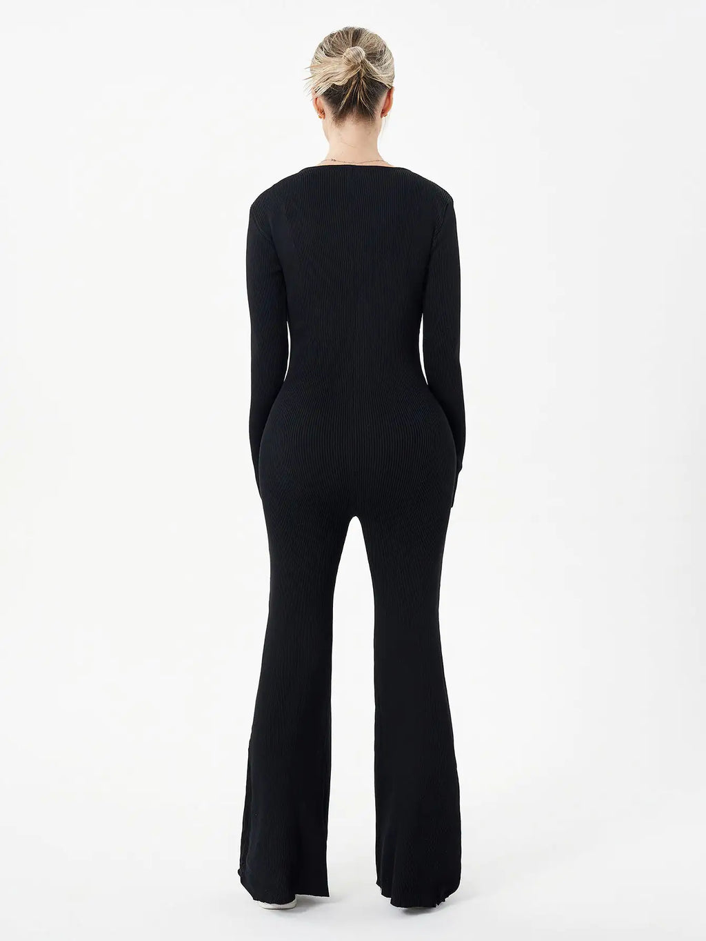 Avie zippered Round Neck Flared body suit