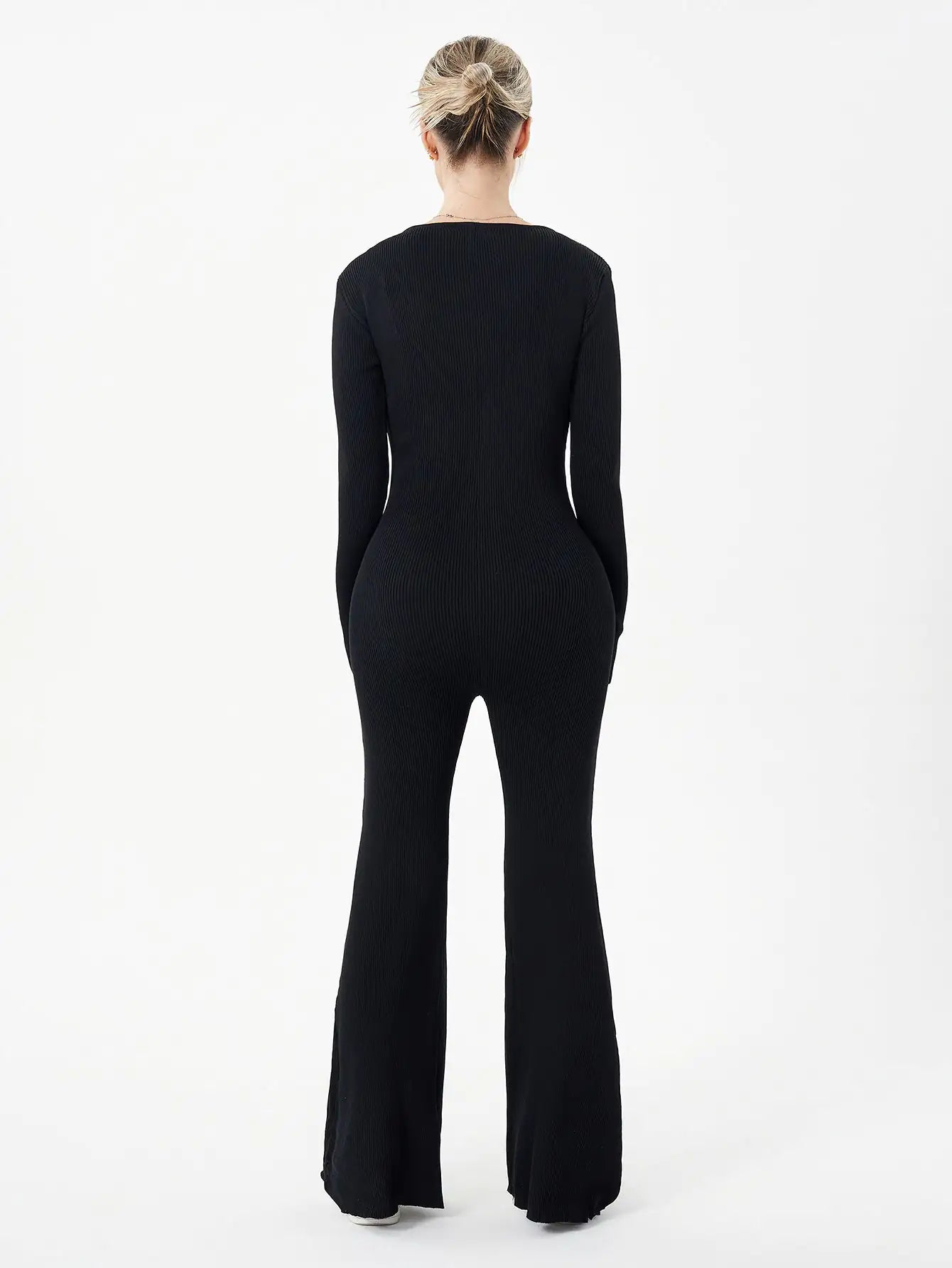 Avie zippered Round Neck Flared body suit